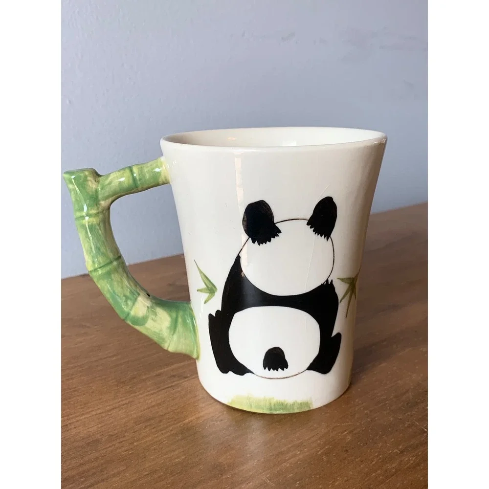 Panda Mug Stoneware Pier 1 Imports Hand Painted - Deadstock Rare